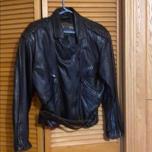 New very soft leather belt on front biker jacket